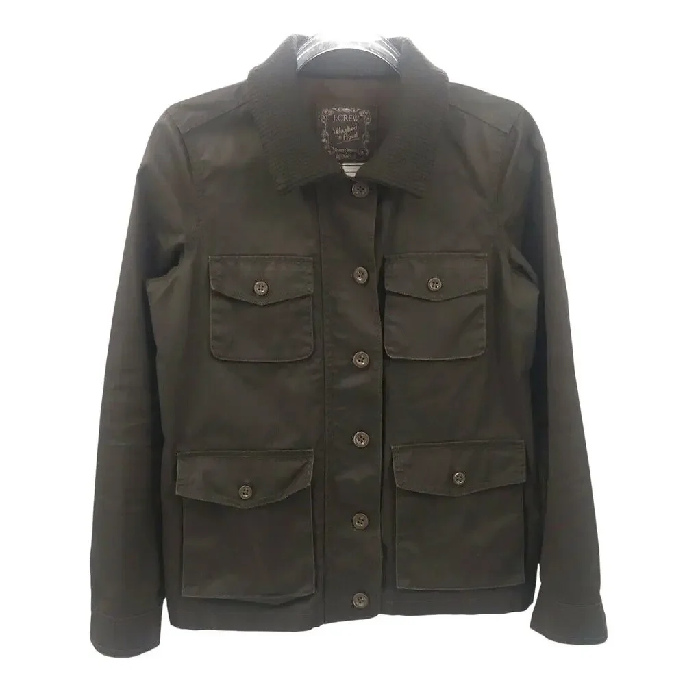 J. Crew Brown Washed & Aged Utility Jacket Womens S